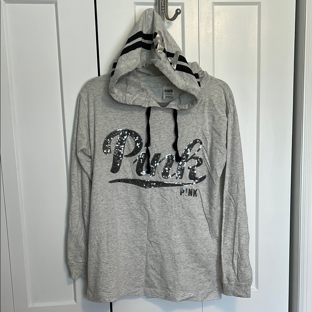 Gray PINK Sequin Hoodie